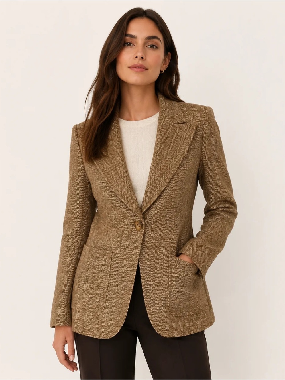 Smythe Brown Herringbone Blazer Size 4